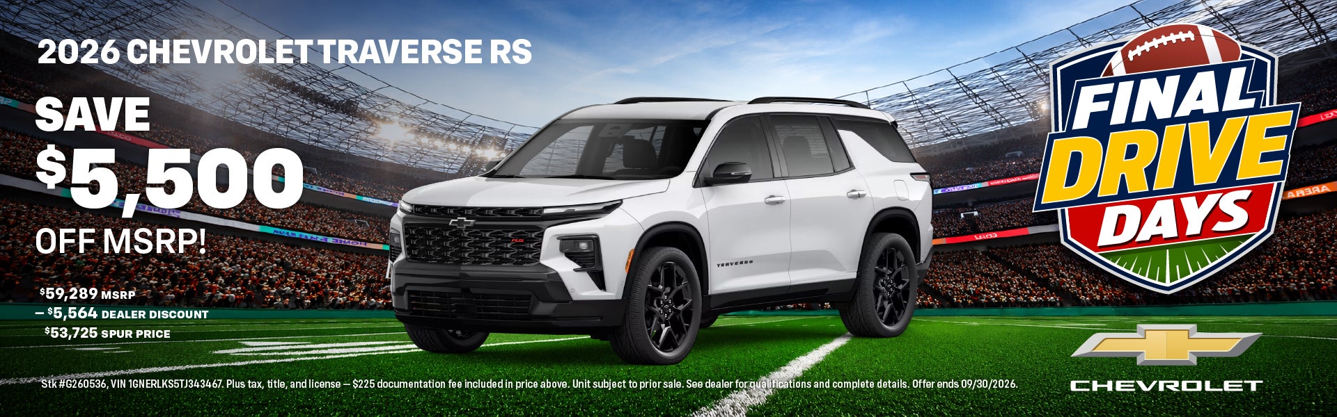 2026 Traverse RS Final Drive Days Offer